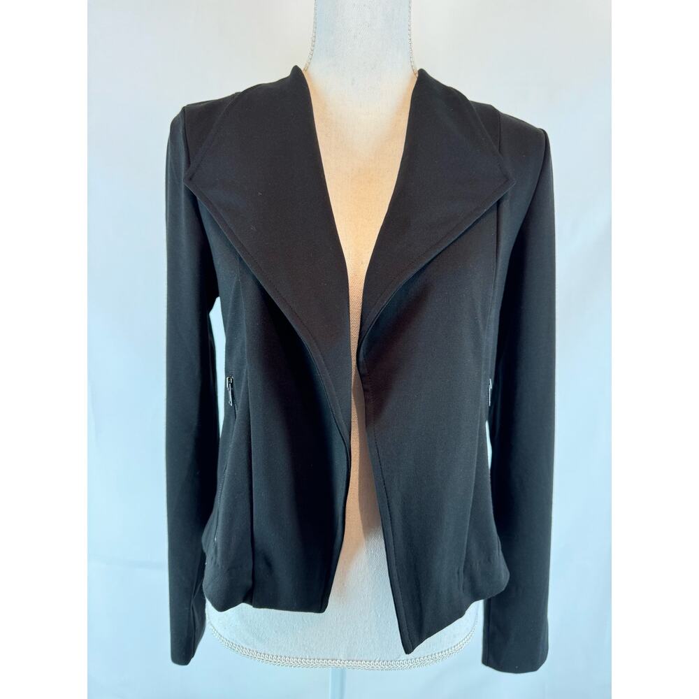 Banana Republic Women’s Black Open Crop Moto Jacket Zipper Pocket Knit Medium